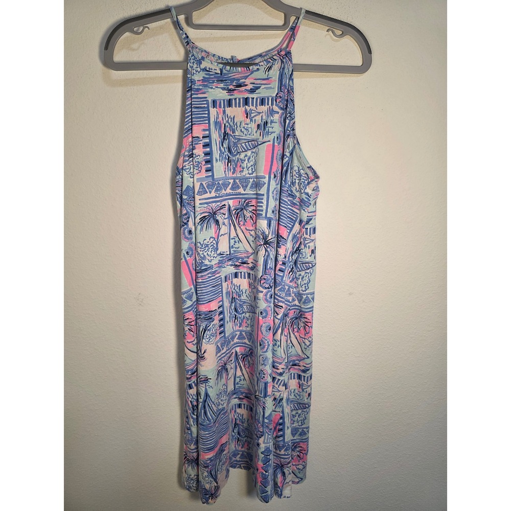 Lilly Pulitzer sleeveless‎ high neck tassel print mini dress XS